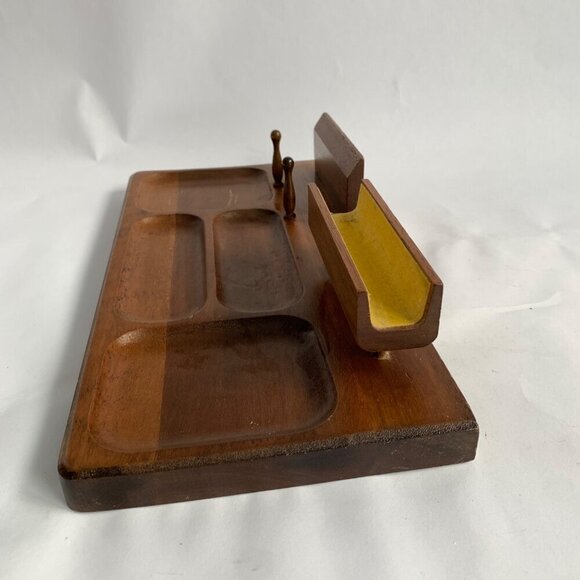 Vintage Leather London Japan Wooden Dresser Desk Valet - Picture 6 of 8